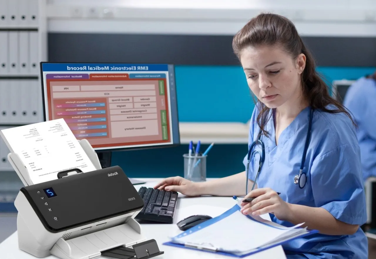 Woman working in a healthcare office